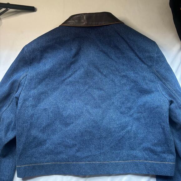 Sandro Denim Jacket with Leather Collar - Picture 9 of 16